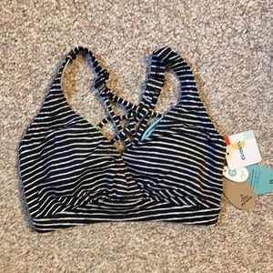 PrAna Black/White stripe 32D/XS bikini